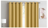 NNEDPE 2x 100% Blockout Curtains Panels 3 Layers Eyelet Mustard 140x230cm