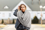 NNEKG 100% Mongolian Cashmere Wrap Scarf (200 x 75cm Grey Melange)