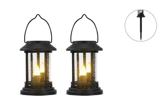 NNEKG Solar Powered 2 in 1 Flickering Lantern LED Light (2 Pack)