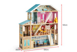 NNEKG 1.2 Metre Four Level Wooden Doll House with 30 furniture pieces