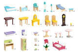 NNEKG 1.2 Metre Four Level Wooden Doll House with 30 furniture pieces