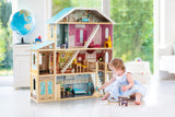 NNEKG 1.2 Metre Four Level Wooden Doll House with 30 furniture pieces