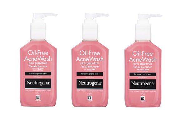NNEKG Neutrogena Oil Free Acne Wash Pink Grapefruit Cleanser 175ml Pack of 3