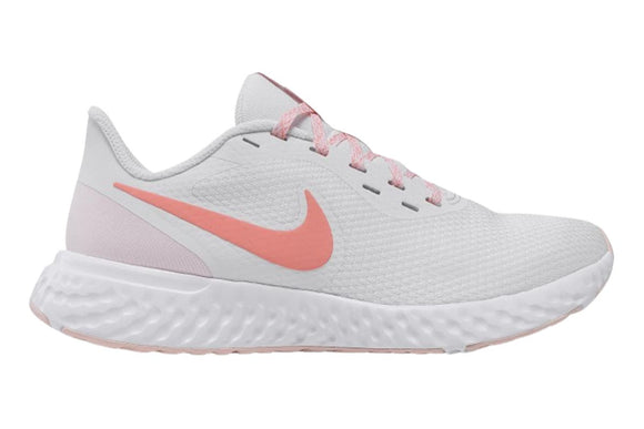 NNEKG Womens Revolution 5 Running Shoes (Summit White Crimson Bliss Orange Pearl White Size 8.5 US)
