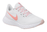 NNEKG Womens Revolution 5 Running Shoes (Summit White Crimson Bliss Orange Pearl White Size 8.5 US)