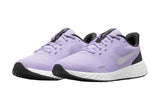 NNEKG Older Girls Revolution 5 Grade School Sports Shoes (Lilac Metallic Silver Dark Smoke Grey White Size 6