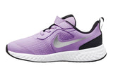 NNEKG Younger Girls Revolution 5 Pre School Velcro Sports Shoes (Lilac Metallic Silver Dark Smoke Grey White Size 3 US)