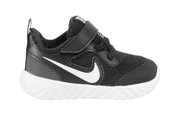 NNEKG Boys Revolution 5 Toddler Velcro Running Shoes (Black White Anthracite Size 4C US)