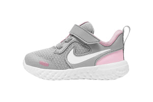 NNEKG Girls Revolution 5 Toddler Velcro Running Shoes (Photon Dust White Pink Foam Size 5C US)