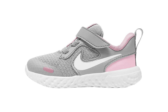 NNEKG Girls Revolution 5 Toddler Velcro Running Shoes (Photon Dust White Pink Foam Size 5C US)