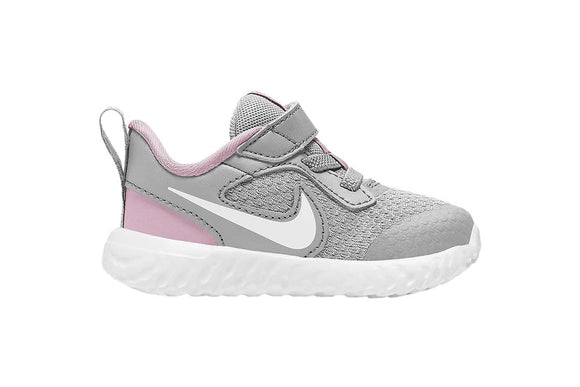 NNEKG Girls Revolution 5 Toddler Velcro Running Shoes (Photon Dust White Pink Foam Size 6C US)