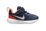 NNEKG Boys Revolution 5 Infant Toddler Velcro Running Shoes (Midnight Navy White Orange Size 4 US)