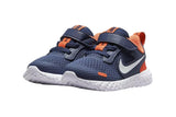 NNEKG Boys Revolution 5 Infant Toddler Velcro Running Shoes (Midnight Navy White Orange Size 4 US)