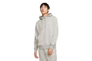 NNEKG Mens Sportswear Club Full Zip Fleece Hoodie (Dark Grey Heather Matte Silver White Size XL)