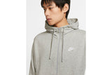 NNEKG Mens Sportswear Club Full Zip Fleece Hoodie (Dark Grey Heather Matte Silver White Size L)