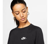 NNEKG Womens Sportswear Essential Crew Fleece (White Black Black Size XS US)