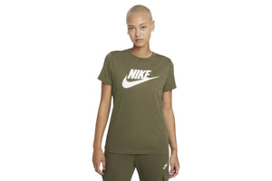 NNEKG Womens Sportswear Essential Icon Futura Tee (Medium Olive White Size S)