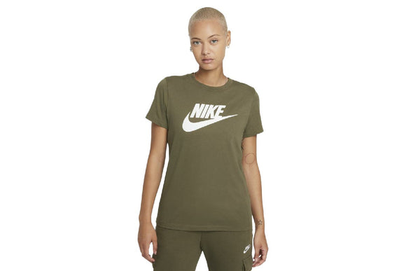 NNEKG Womens Sportswear Essential Icon Futura Tee (Medium Olive White Size S)