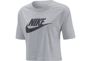 NNEKG Womens Sportswear Essential Icon Futura Crop Tee (Birch Heather Black Size L)