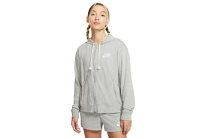 NNEKG Womens Sportswear Vintage Gym Jersey Full Zip Hoodie (Dark Grey Heather Sail Size XL)