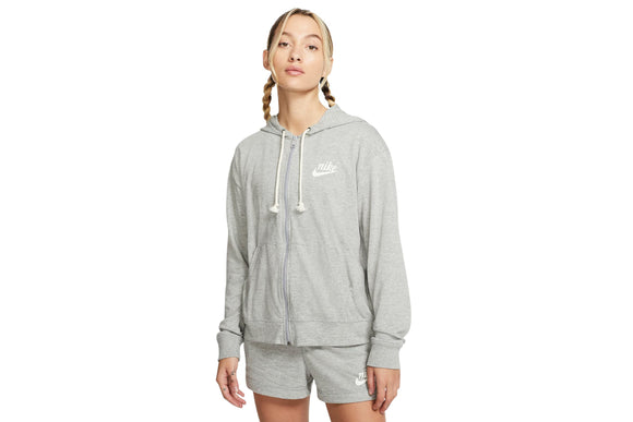 NNEKG Womens Sportswear Vintage Gym Jersey Full Zip Hoodie (Dark Grey Heather Sail Size XL)