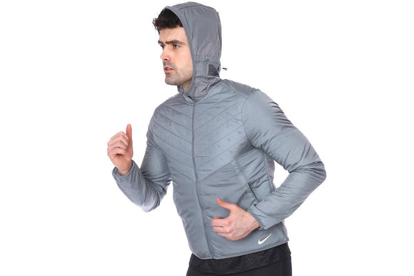 NNEKG Mens Aerolayer Running Jacket (Smoke Grey Reflective Silver Size L)