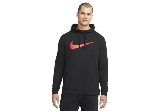 NNEKG Mens Dri FIT Swoosh Pull Over Hoodie (Black Habanero Red Size XL)