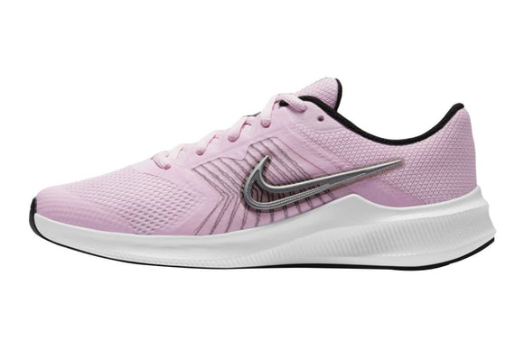 NNEKG Girls Downshifter 11 Grade School Running Shoes (Pink Foam Metallic Silver Black White Size 7Y US)