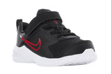 NNEKG Boys Downshifter 11 Toddler Velcro Running Shoes (Black University Red Dark Smoke Grey White Size 5C US)