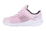 NNEKG Girls Downshifter 11 Toddler Velcro Running Shoes (Pink Foam Metallic Silver Black White Size 8C US)