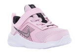 NNEKG Girls Downshifter 11 Toddler Velcro Running Shoes (Pink Foam Metallic Silver Black White Size 10C US)