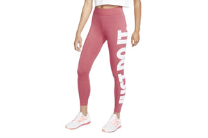 NNEKG Womens Sportswear Essential GX Just Do It High Rise Leggings (Archaeo Pink White Size L)