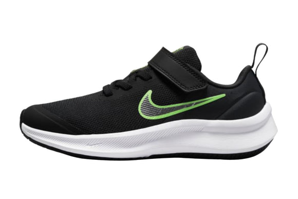 NNEKG Boys Star Runner 3 Pre School Velcro Running Shoes (Black Chrome Dark Smoke Grey Green Strike Size 12C US)