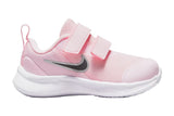 NNEKG Girls Star Runner 3 Toddler Velcro Running Shoes (Pink Foam Black Metallic Silver Size 5C US)