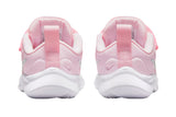 NNEKG Girls Star Runner 3 Toddler Velcro Running Shoes (Pink Foam Black Metallic Silver Size 4C US)