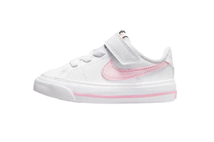 NNEKG Toddler Girls Court Legacy BTV Velcro Shoes (White Pink Foam Size 5 US)
