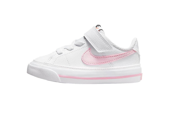 NNEKG Toddler Girls Court Legacy BTV Velcro Shoes (White Pink Foam Size 3 US)