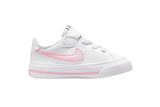 NNEKG Toddler Girls Court Legacy BTV Velcro Shoes (White Pink Foam Size 9 US)