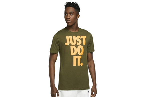 NNEKG Mens Sportswear Just Do It Icon Tee (Rough Green Total Orange Size XL)