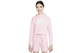 NNEKG Girls Sportswear Club French Terry Crop Hoodie (Pink Foam White Size S)