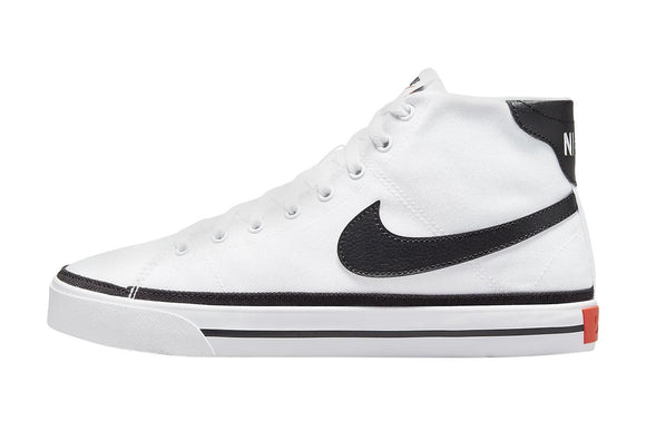 NNEKG Mens Court Legacy Canvas Mid Casual Shoes (White Black Team Orange Size 13 US)