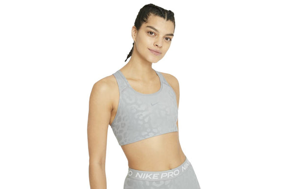 NNEKG Womens Pro Dri FIT Swoosh Leopard Shine Bra (Particle Grey Clear Size S)