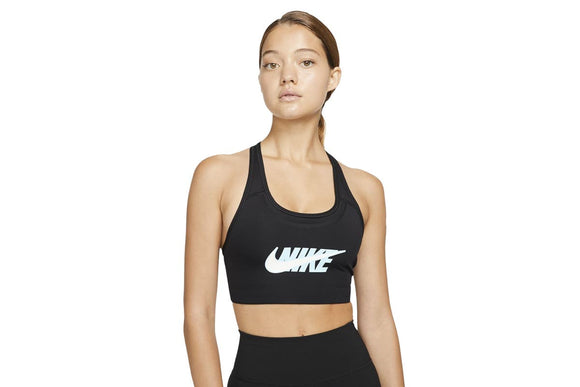 NNEKG Womens Dri FIT Swoosh Icon Clash GX Bra (Black Dark Smoke Grey Size S)