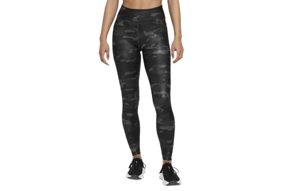 NNEKG Womens One Dri FIT Camo Mid Rise Tights (Dark Smoke Grey White Size S)