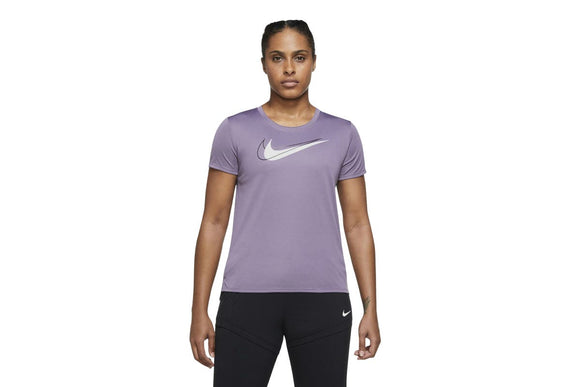 NNEKG Womens Dri FIT Swoosh Run Short Sleeve Top (Amethyst Smoke Reflective Silver Size XL)