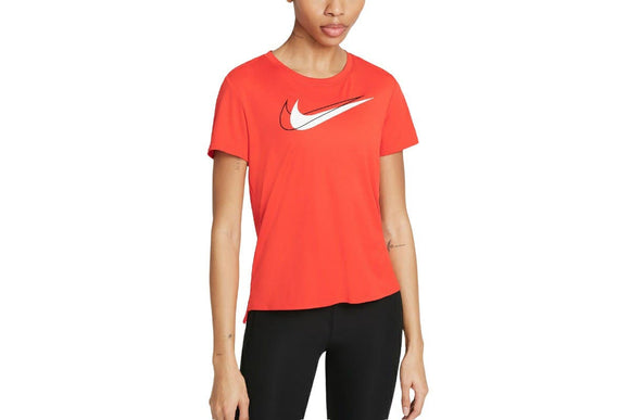 NNEKG Womens Dri FIT Swoosh Run Short Sleeve Top (Chile Red Reflective Silver Size XL)