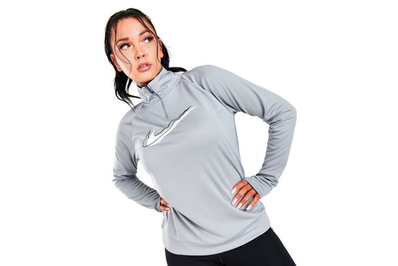NNEKG Womens Dri FIT Swoosh Run Half Zip Layer Top (Particle Grey White Size M)