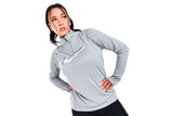 NNEKG Womens Dri FIT Swoosh Run Half Zip Layer Top (Particle Grey White Size M)