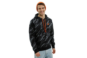 NNEKG Mens Sportswear Special Edition All Over Print Pull Over Hoodie (Black Orange Size S)