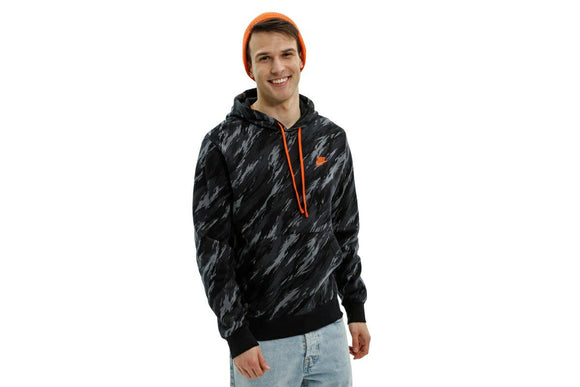 NNEKG Mens Sportswear Special Edition All Over Print Pull Over Hoodie (Black Orange Size M)